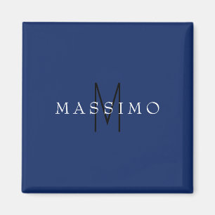 Professioneel Zwarte Monogram Blauwe Uw Naam Magneet