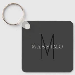 Professioneel Zwarte Monogram Grijs Uw Naam Sleutelhanger