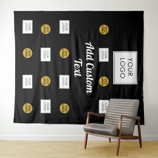 Professionele 2 Custom Business Logo Black Achterg Wandkleed (In Situ (horizontaal))
