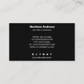 Professionele aangepaste Logo moderne zwarte socia Visitekaartje (Achterkant)