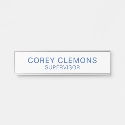 Professionele aangepaste naam Titel Kantoor Blauw  Deurbordje (Voorkant)