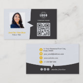 Professionele aangepaste QRCode Foto Geel Geel Visitekaartje (Voorkant / Achterkant)