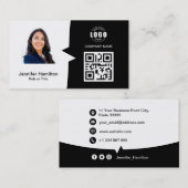 Professionele aangepaste QRCode-foto zwart-wit Visitekaartje (Voorkant / Achterkant)