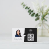 Professionele aangepaste QRCode-foto zwart-wit Visitekaartje (Staand voorkant)