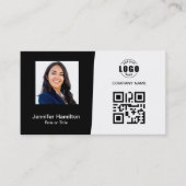 Professionele aangepaste QRCode-foto zwart-wit Visitekaartje (Voorkant)