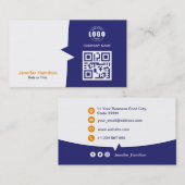 Professionele aangepaste QRCode-fotoblauw Sinaasap Visitekaartje (Voorkant / Achterkant)