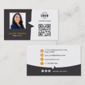 Professionele aangepaste QRCode-fotografie, grijs  Visitekaartje (Voorkant / Achterkant)