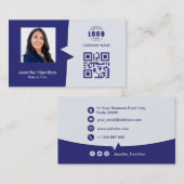 Professionele aangepaste QRCode Photo Blue Visitekaartje (Voorkant / Achterkant)