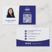 Professionele aangepaste QRCode Photo Blue Visitekaartje (Voorkant / Achterkant)