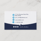 Professionele aangepaste QRCode Photo Dark Blue Bu Visitekaartje (Achterkant)