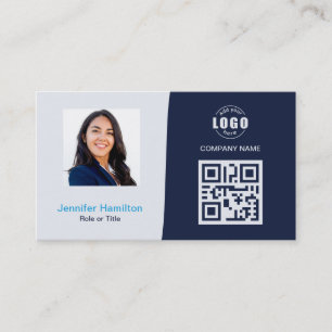 Professionele aangepaste QRCode Photo Dark Blue Bu Visitekaartje