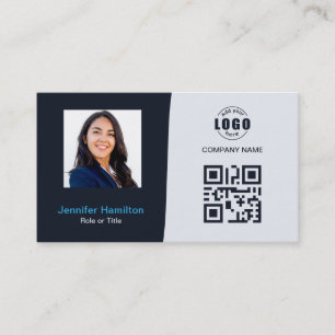 Professionele aangepaste QRCode Photo Navy Blue Bu Visitekaartje