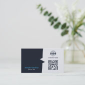 Professionele aangepaste QRCode Photo Navy Blue Bu Visitekaartje (Staand voorkant)