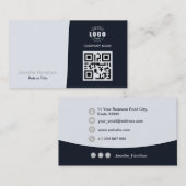 Professionele aangepaste QRCode Photo Navy Blue Gr Visitekaartje (Voorkant / Achterkant)