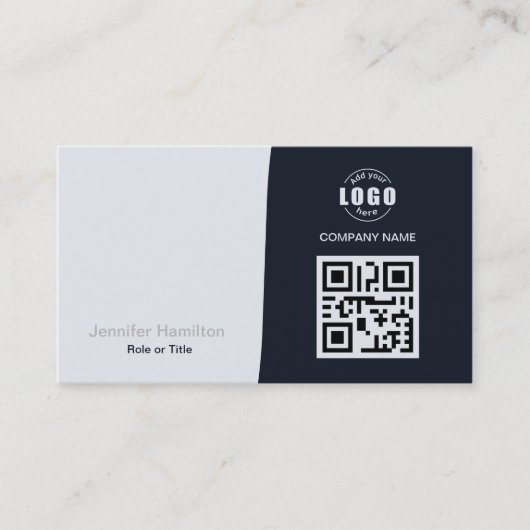Professionele aangepaste QRCode Photo Navy Blue Gr Visitekaartje (Voorkant)