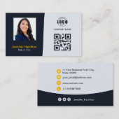 Professionele aangepaste QRCode Photo Navy Blue Ye Visitekaartje (Voorkant / Achterkant)