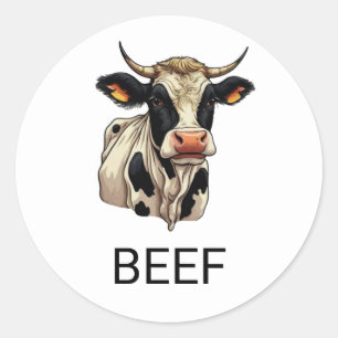 Professionele aangepaste rundvlees bruiloft maalti ronde sticker