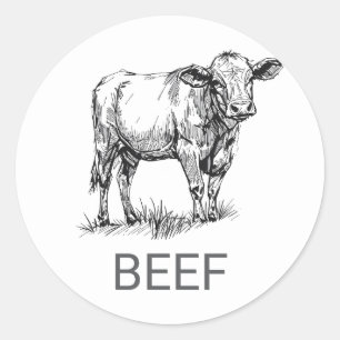 Professionele aangepaste rundvlees bruiloft maalti ronde sticker