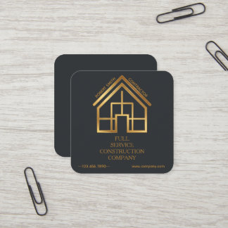 Professionele Aannemer Goud Huis Vierkante Visitekaartje