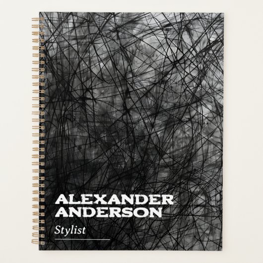 Professionele Abstracte Minimal Black Scribble Planner (Voorkant)