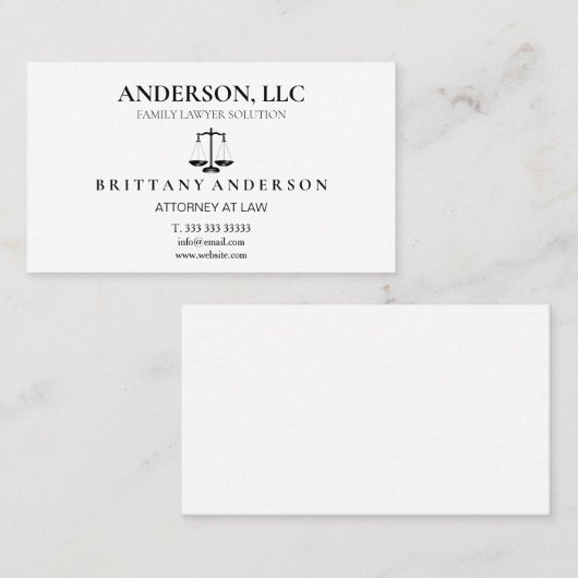 Professionele advocaat op de zwarte schaal visitekaartje (Voorkant / Achterkant)