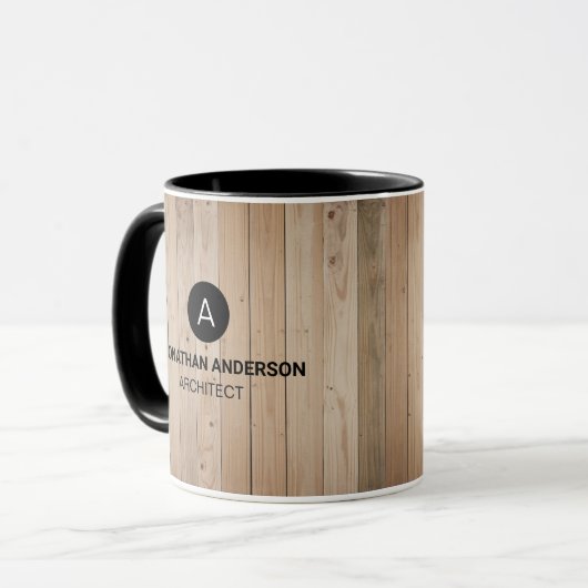 Professionele architect Monogram Initiaal Houten l Mok (Voorkant links)