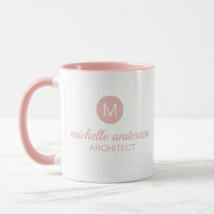 Professionele architect Monogram Initiaal Roze wit Mok