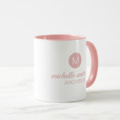 Professionele architect Monogram Initiaal Roze wit Mok (Voorkant rechts)