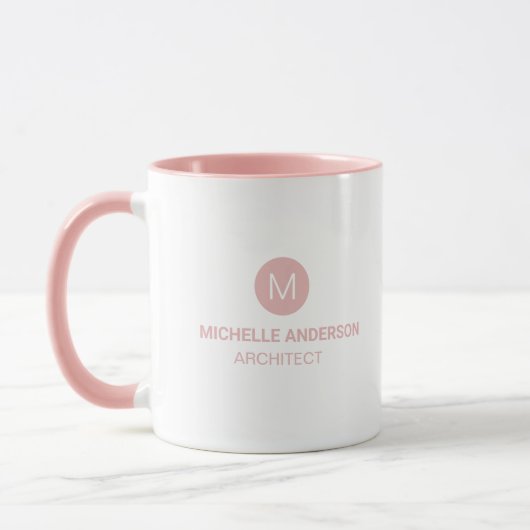 Professionele architect Monogram Initiaal Roze wit Mok (Links)