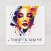 Professionele artistieke Makeup QR-code Vierkante Visitekaartje (Voorkant)