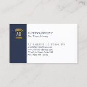 Professionele Attorney Monogram Goud/Navy Blauw Visitekaartje (Achterkant)
