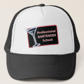 Professionele Bartender School Logo Trucker Hoed Trucker Pet (Voorkant)