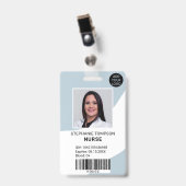 Professionele bewerkbare blauwe fotocode van verpl badge (Voorkant met clip)