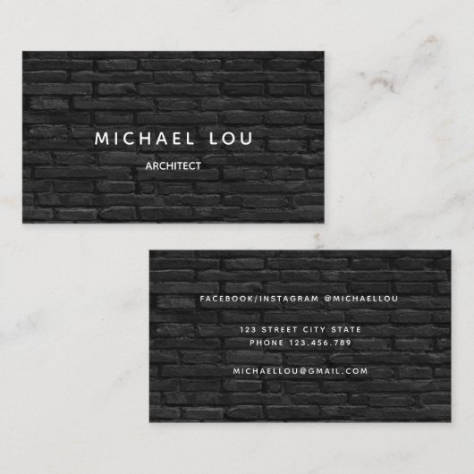 Professionele Black Bricks Constructiesarchitect Visitekaartje (Voorkant / Achterkant)