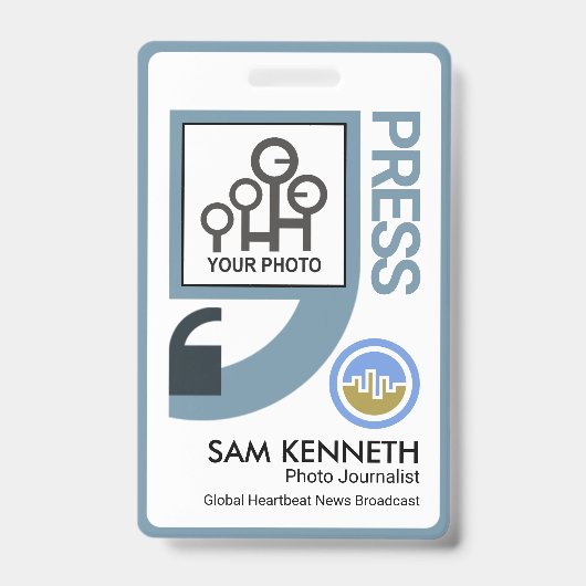 Professionele Blauwe Citroenmerken Persverslag Badge (Front)