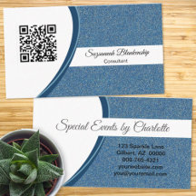 Professionele blauwe Glitter QR-code Sjabloon
