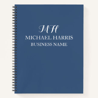 Professionele Blauwe Monogram Initiaal Zakelijk Notitieboek