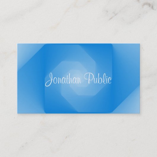 Professionele Blauwe Sjabloon Handgeschreven Scrip Visitekaartje (Voorkant)