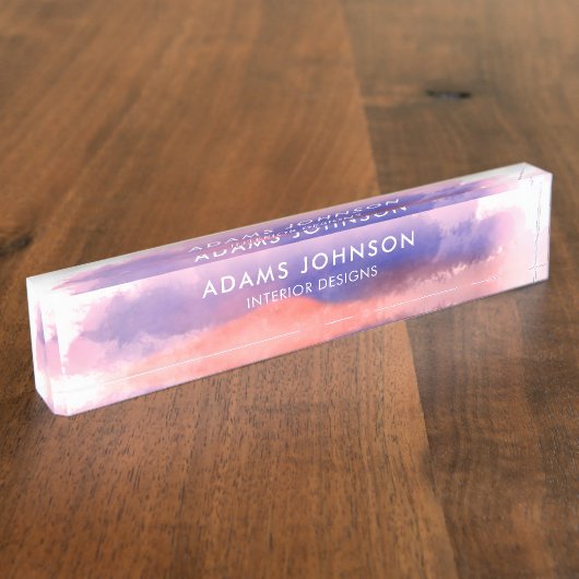 Professionele blauwe Waterverf Abstract Naambordje (Zijkant)