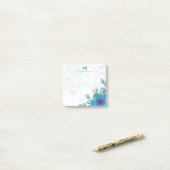 Professionele blauwe Waterverf bloemen, aangepast Post-it® Notes (Op bureau)