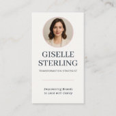 Professionele Blush & Navy Foto QR Code Modern Visitekaartje (Voorkant)