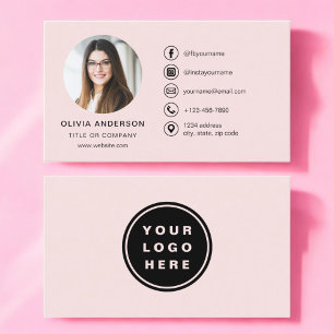 Professionele Blush Roze Foto Logo Social Media Visitekaartje
