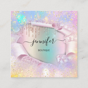 Professionele Boutique Winkelnaam Holograaf Glitte Vierkante Visitekaartje