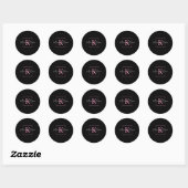 Professionele Branding Logo Zwart Roze Monogram Ronde Sticker (Vel)