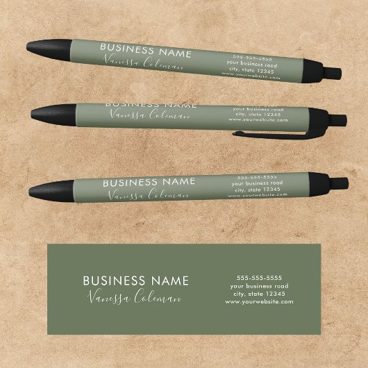 Professionele Branding Minimale Script Sage Groen Zwarte Inkt Pen