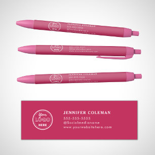 Professionele Branding Promotionele Hot Pink Logo Zwarte Inkt Pen