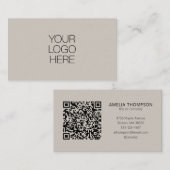 Professionele Business Logo Soft Taupe QR-code Visitekaartje (Voorkant / Achterkant)