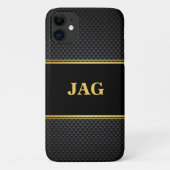 Professionele Carbon Black & Gouden Monogram Case-Mate iPhone Case (Achterkant)