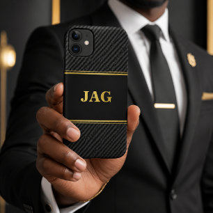 Professionele Carbon Black & Gouden Monogram iPhone 11 Hoesje