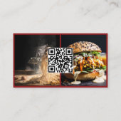 Professionele Chef Sociale Media QR Code Rood Foto Visitekaartje (Achterkant)